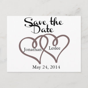 Interlocking Hearts - Save the Date Announcement Postcard