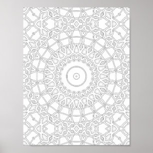 Interlocking Loopwork Colouring Page Pattern Art Poster