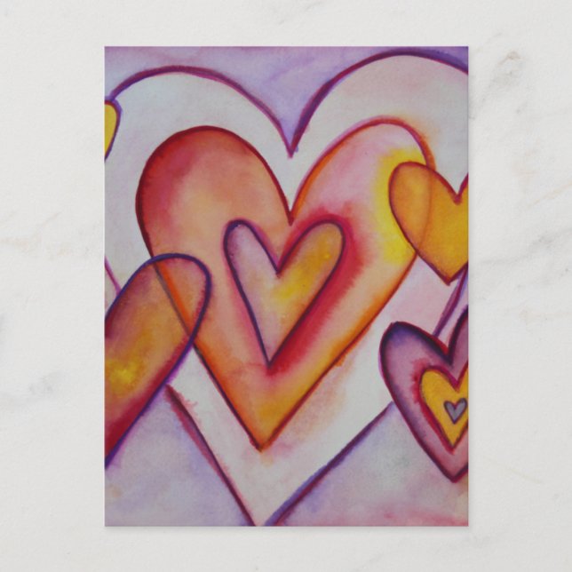 Interlocking Love Hearts Custom Art Postcards (Front)