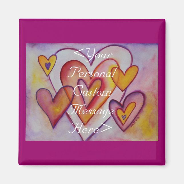 Interlocking Love Hearts Custom Magnets (Front)