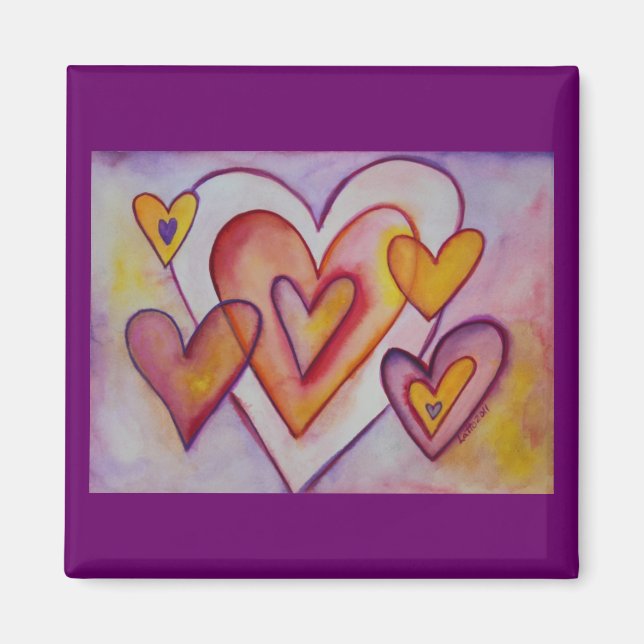 Interlocking Love Hearts Custom Magnets (Front)