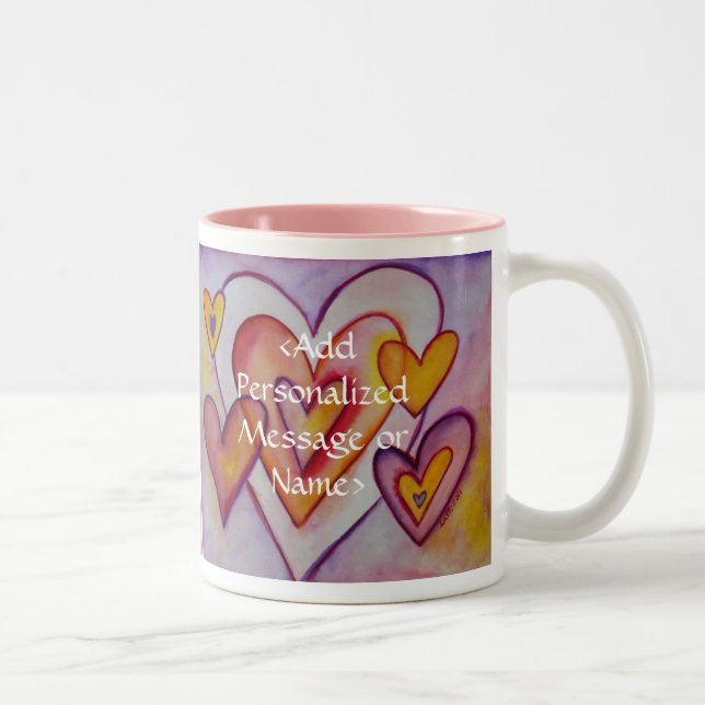 Interlocking Love Hearts Personalised Custom Mugs (Right)