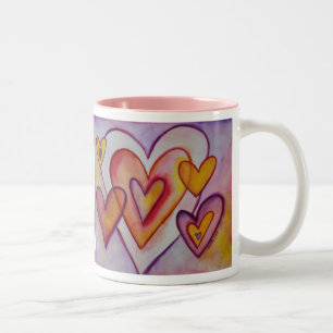 Interlocking Love Hearts Personalised Custom Mugs