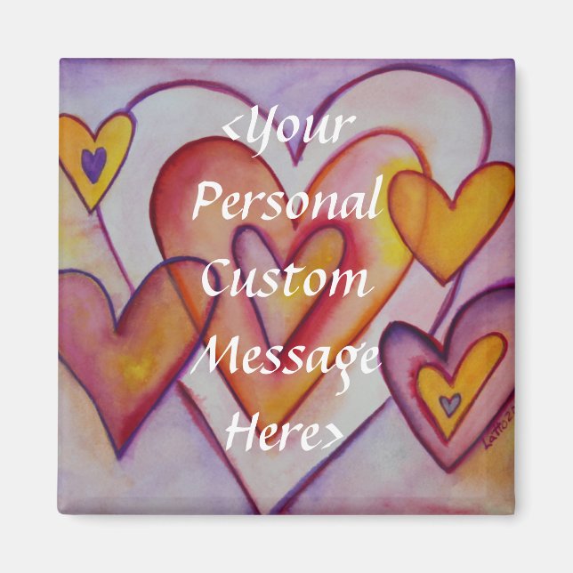 Interlocking Love Hearts Personalised Magnets (Front)