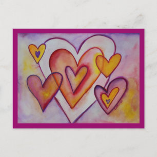 Interlocking Love Hearts Personalised Postcards