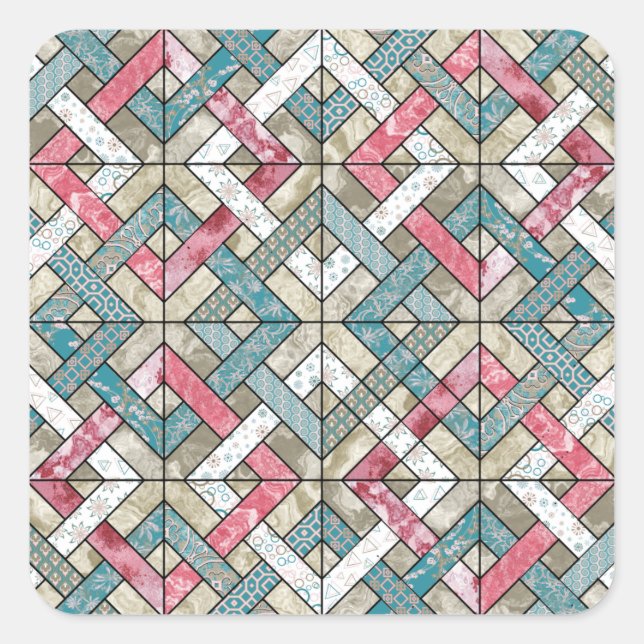 Interlocking Pastel Quilt Square Sticker (Front)