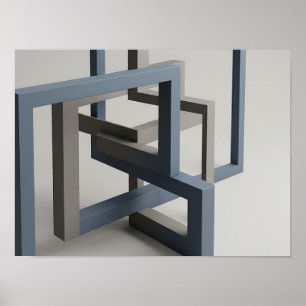Interlocking Rectangular Frames Optical Geometric Poster