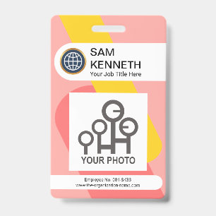 Interlocking Red Yellow Columns Company Photo Badg ID Badge