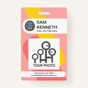 Interlocking Red Yellow Columns Company Photo ID Badge