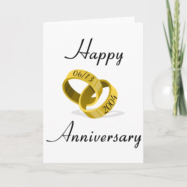 Interlocking Rings - Engraved custom Wedding Date Card (Front)