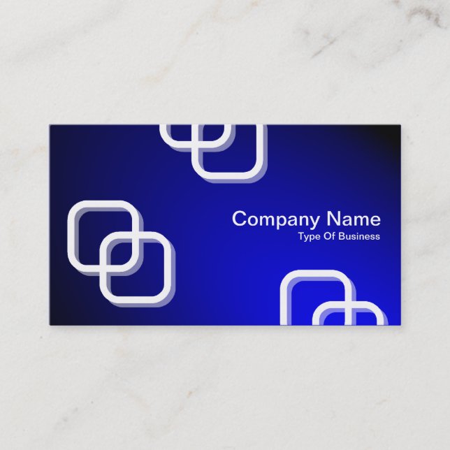 Interlocking Squares 3d - Spotlit - Blue Business Card (Front)