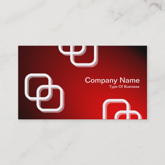 Interlocking Squares 3d - Spotlit - Red Business Card (Front)