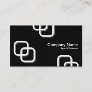 Interlocking Squares 3d - White on Black Business Card