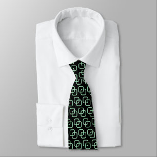 Interlocking Squares - Ghost Green on Black Tie