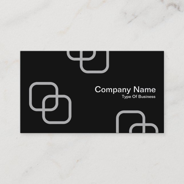 Interlocking Squares - Grey on Black Business Card (Front)