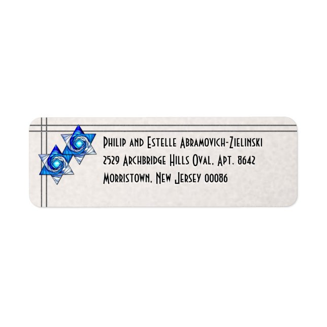 Interlocking Stars of David Champagne Return Address Label (Front)