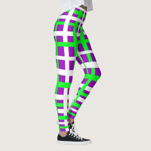 Interlocking Stripes Black Green Purple Leggings