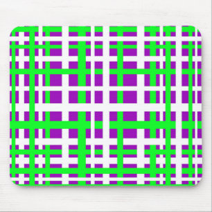 Interlocking Stripes Black Green Purple Mouse Pad