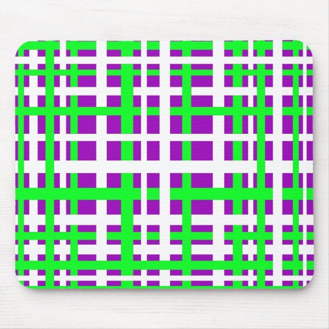 Interlocking Stripes Black Green Purple Mouse Pad (Front)