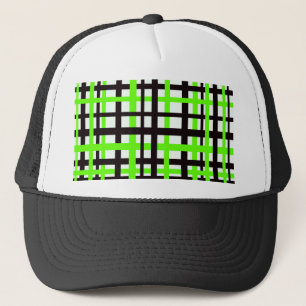 Interlocking Stripes Black White Green Trucker Hat