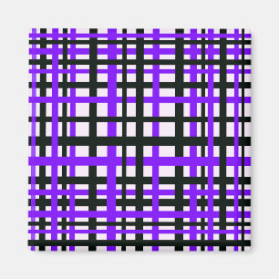 Interlocking Stripes Black White Purple Magnet
