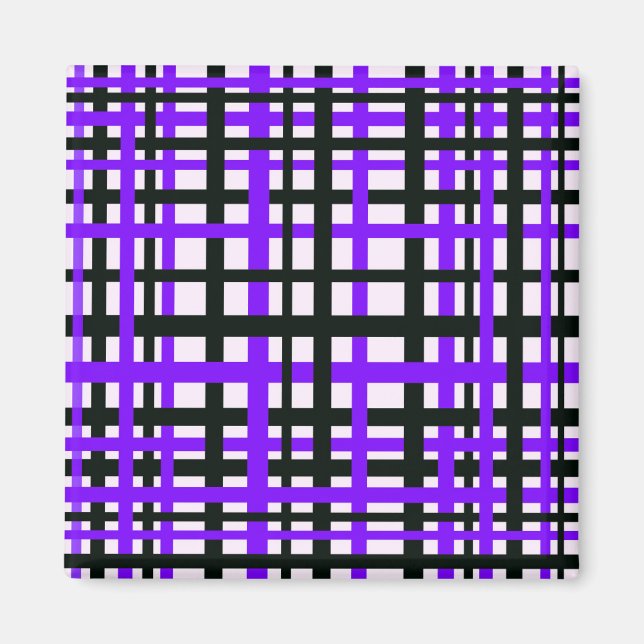 Interlocking Stripes Black White Purple Magnet (Front)