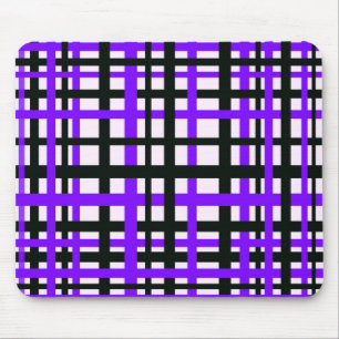 Interlocking Stripes Black White Purple Mouse Pad
