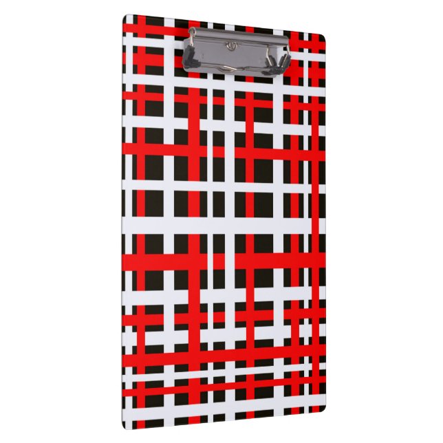Interlocking Stripes Black White Red Clipboard (Right)
