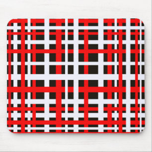 Interlocking Stripes Black White Red Mouse Pad