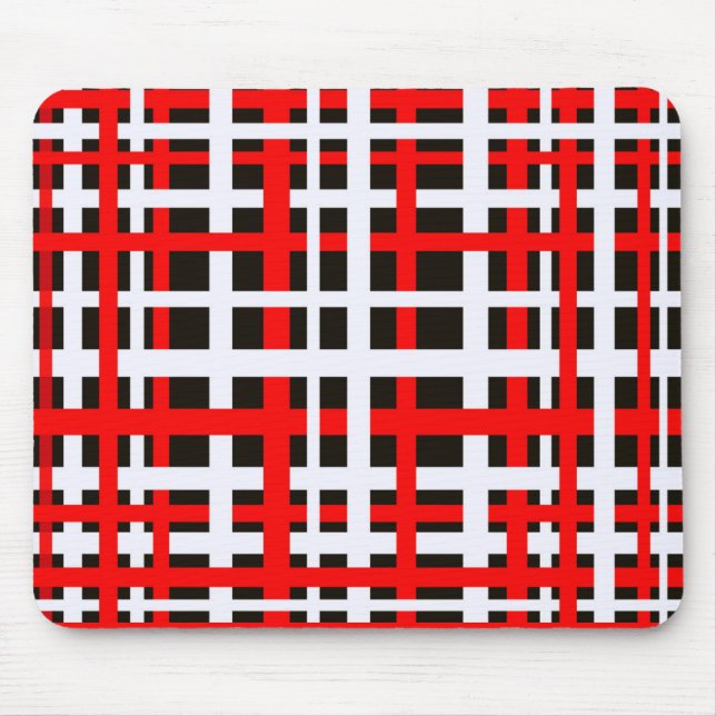 Interlocking Stripes Black White Red Mouse Pad (Front)