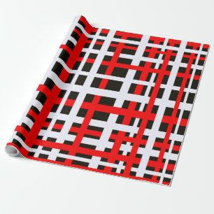 Interlocking Stripes Black White Red Wrapping Paper