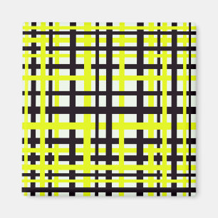 Interlocking Stripes Black White Yellow Magnet