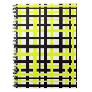 Interlocking Stripes Black White Yellow Notebook