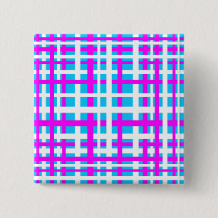 Interlocking Stripes White Pink Light Blue 15 Cm Square Badge