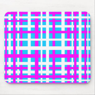 Interlocking Stripes White Pink Light Blue Mouse Pad