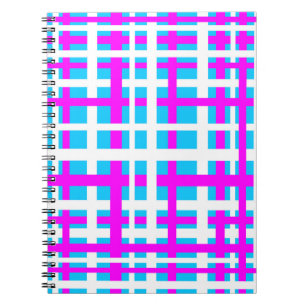Interlocking Stripes White Pink Light Blue Notebook