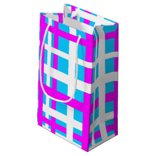 Interlocking Stripes White Pink Light Blue Small Gift Bag
