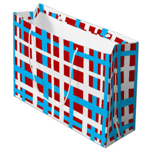 Interlocking Stripes White Red Light Blue Large Gift Bag