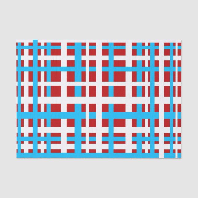 Interlocking Stripes White Red Light Blue Tissue Paper (Front)