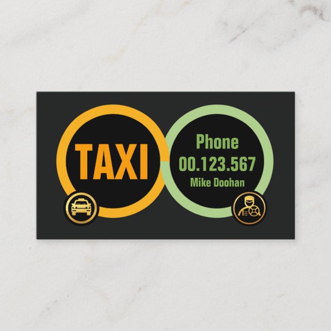 Interlocking Taxi Tires Transport Business Card (Front)