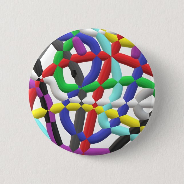 Interlocking tubes 6 cm round badge (Front)