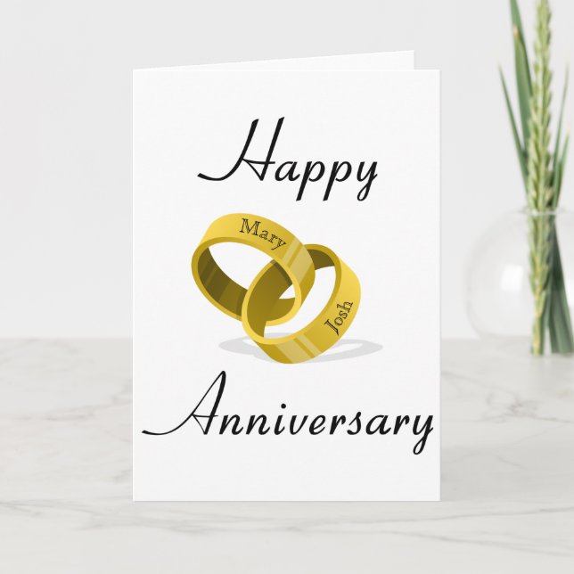 Interlocking Wedding Rings - Engraved custom Names Card (Front)