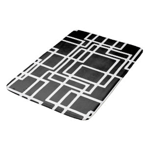Interlocking White Squares Artistic Design Bath Mat