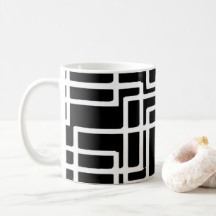 Interlocking White Squares Artistic Design Coffee Mug