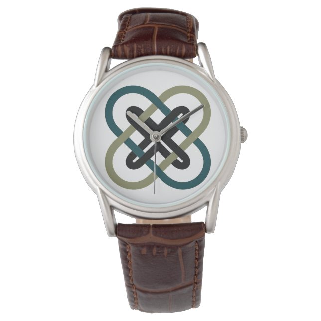 Interlocking X Classic Brown Leather Strap Watch (Front)