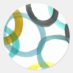 Interlocking Yellow & Blue Circles Classic Round Sticker
