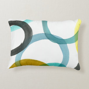 Interlocking Yellow & Blue Circles Decorative Cushion
