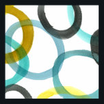 Interlocking Yellow & Blue Circles Poster<br><div class="desc">A simple print of interlocking yellow and blue circles by Megan Meagher. The white background lets the colours of the circles pop. Purchase yours today!</div>