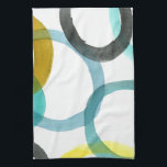 Interlocking Yellow & Blue Circles Tea Towel<br><div class="desc">A simple print of interlocking yellow and blue circles by Megan Meagher. The white background lets the colours of the circles pop. Purchase yours today!</div>