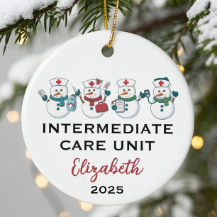 Intermediate Care Unit Cute Snowflake Nurse  Ceramic Ornament